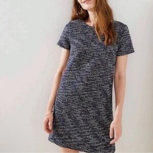 LOFT Navy and White Textured Dress